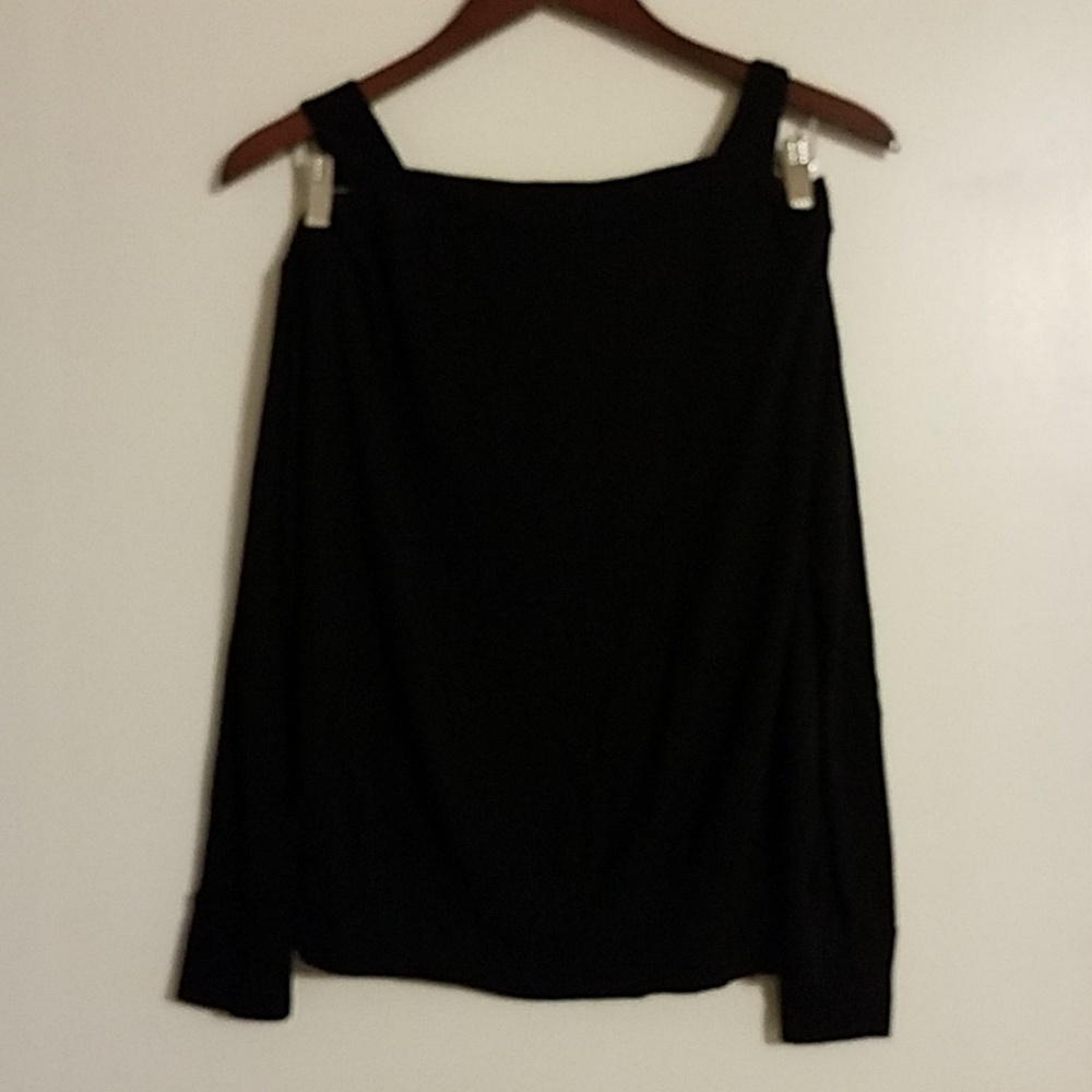 Black cold shoulder light sweater